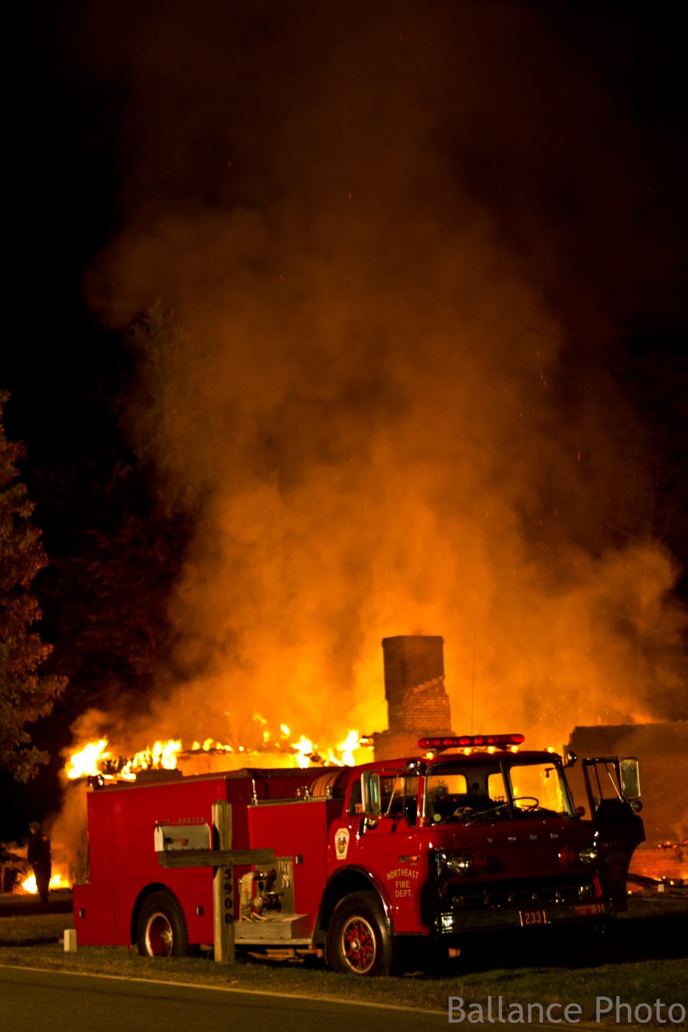 Fire Truck with fire