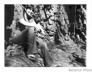 Kate sitting near Linville falls