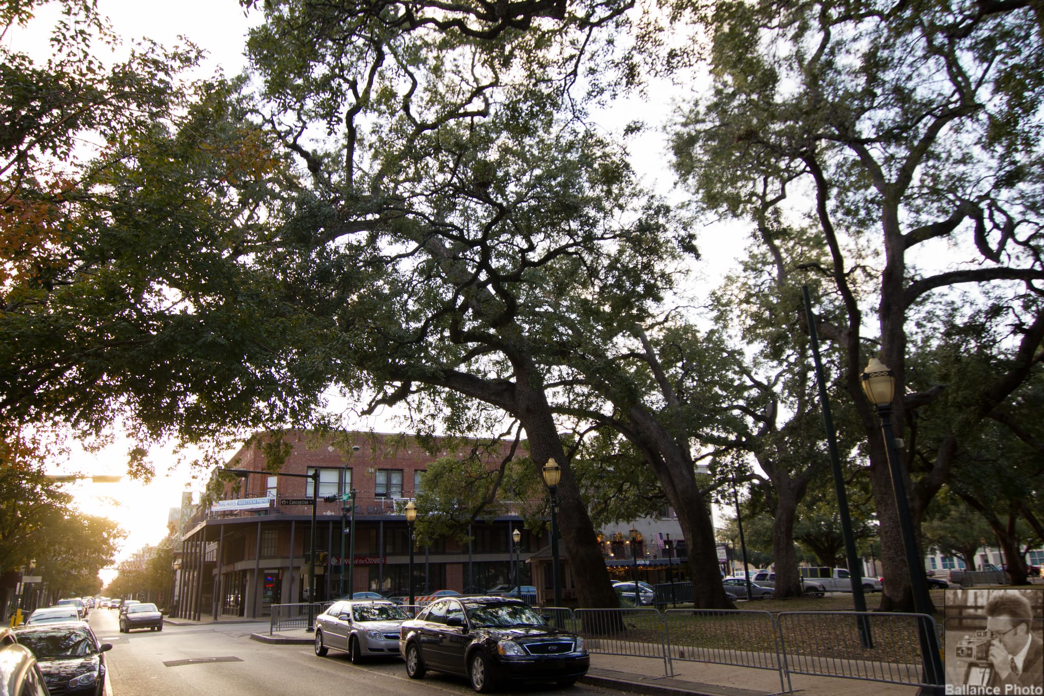 Downtown Mobile at sunset.