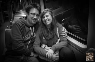 Chris and Kate on the Metro