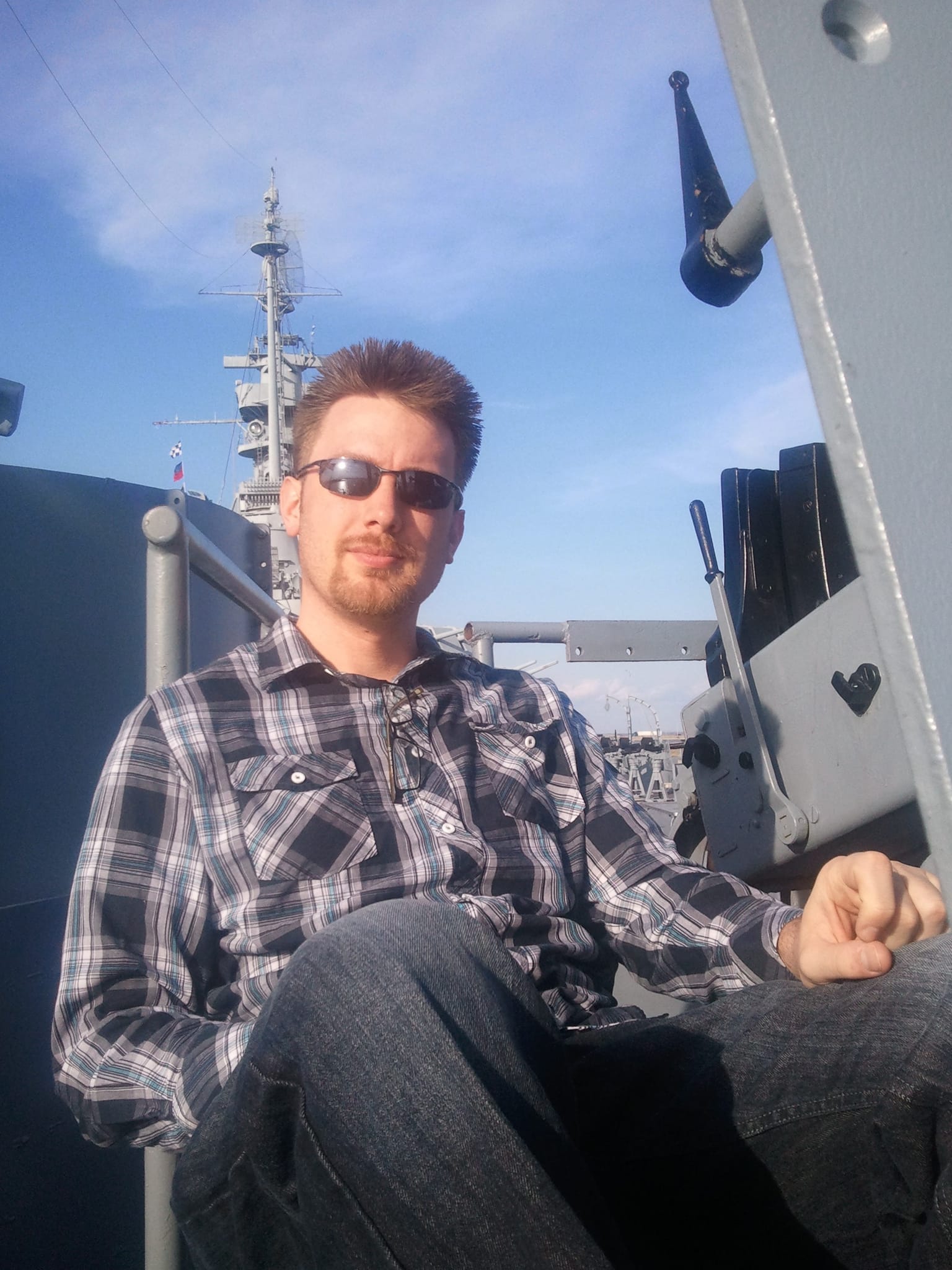 Chris operating a 40mm gun on the USS Alabama