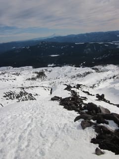Climbing down a rocky ridge - Mt. St. Helens