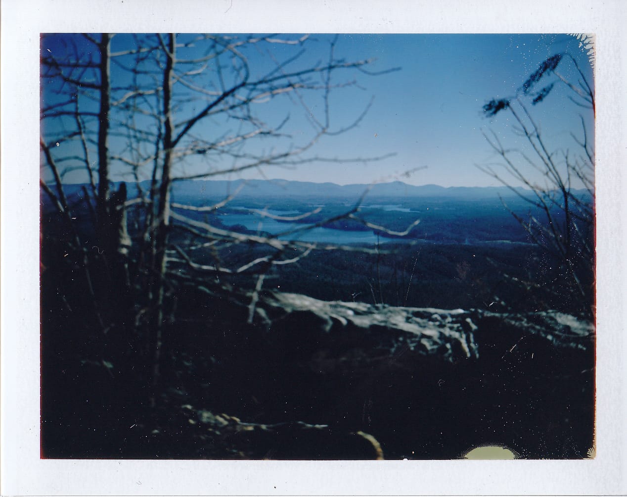 Shortoff Mountain viewing Lake James through trees - Linville Gorge