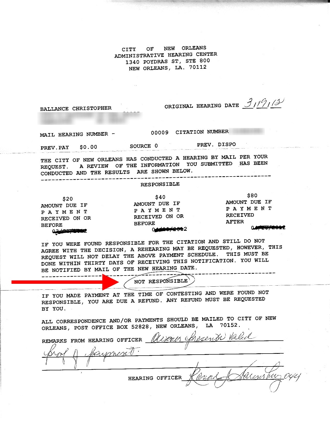 New Orleans thinks I'm "Not Responsible"
