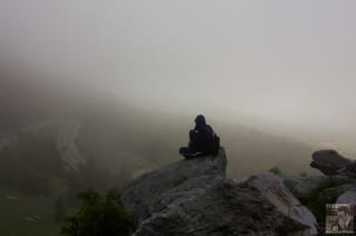Waiting on a foggy sunrise